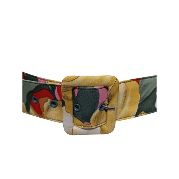Coat or Dress Belt Floral Flowers Print with Covered Buckle 26\